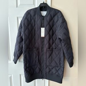 CALIA Women’s Long Quilted Bomber Jacket - black - medium